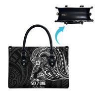 Black Guam Latte Stone Tribal Tattoo Leather Bag Hafa Adai Six 7 One - Polynesian Pride