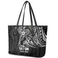 Black Guam Latte Stone Tribal Tattoo Leather Tote Bag Hafa Adai Six 7 One