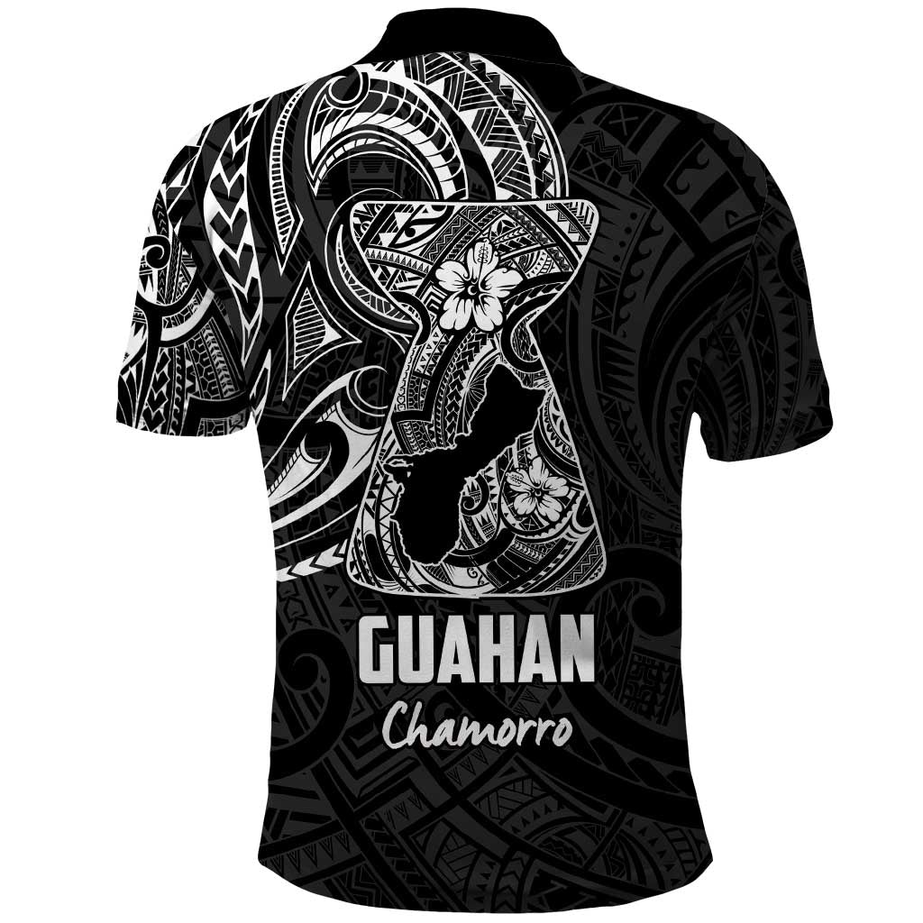 Black Guam Latte Stone Tribal Tattoo Polo Shirt Hafa Adai Six 7 One