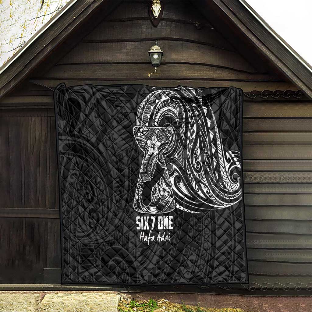 Black Guam Latte Stone Tribal Tattoo Quilt Hafa Adai Six 7 One
