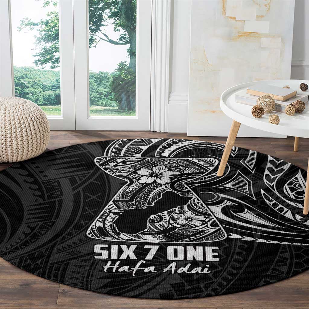 Black Guam Latte Stone Tribal Tattoo Round Carpet Hafa Adai Six 7 One