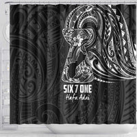 Black Guam Latte Stone Tribal Tattoo Shower Curtain Hafa Adai Six 7 One