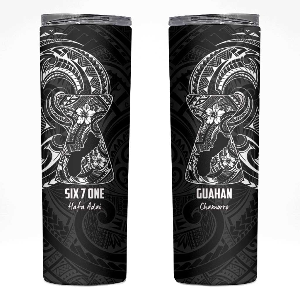 Black Guam Latte Stone Tribal Tattoo Skinny Tumbler Hafa Adai Six 7 One