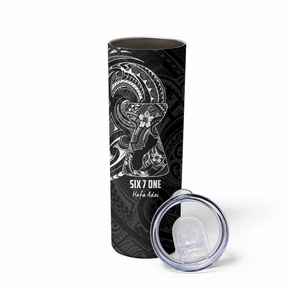Black Guam Latte Stone Tribal Tattoo Skinny Tumbler Hafa Adai Six 7 One LT9 - Polynesian Pride