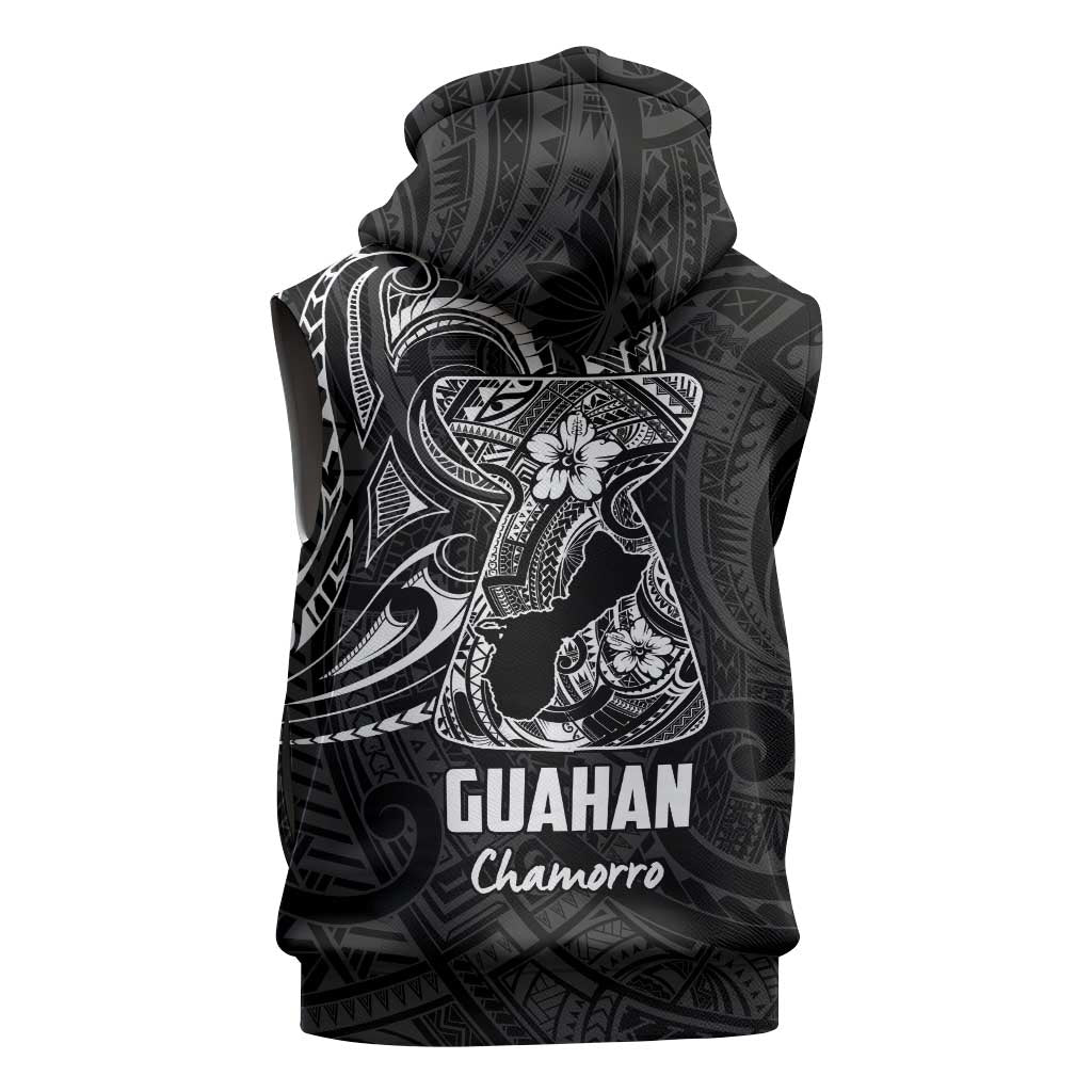 Black Guam Latte Stone Tribal Tattoo Sleeveless Hoodie Hafa Adai Six 7 One - Polynesian Pride