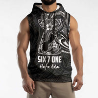 Black Guam Latte Stone Tribal Tattoo Sleeveless Hoodie Hafa Adai Six 7 One - Polynesian Pride