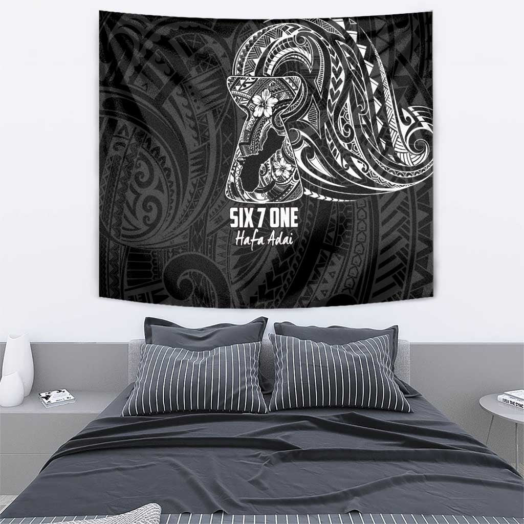 Black Guam Latte Stone Tribal Tattoo Tapestry Hafa Adai Six 7 One