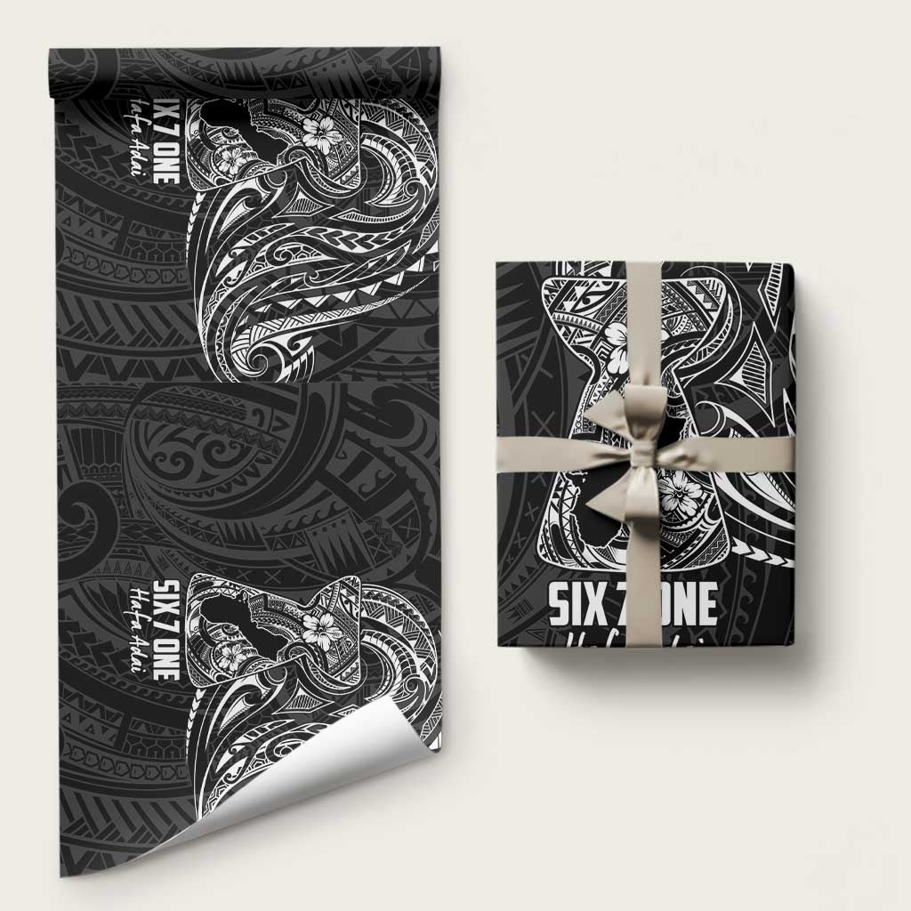 Black Guam Latte Stone Tribal Tattoo Wrapping Paper Hafa Adai Six 7 One - Polynesian Pride