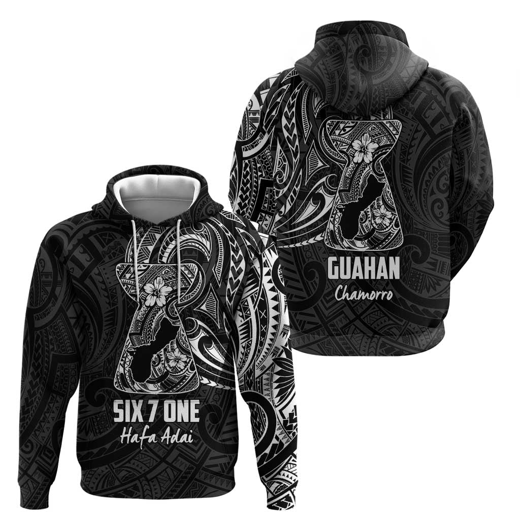 Black Guam Latte Stone Tribal Tattoo Zip Hoodie Hafa Adai Six 7 One