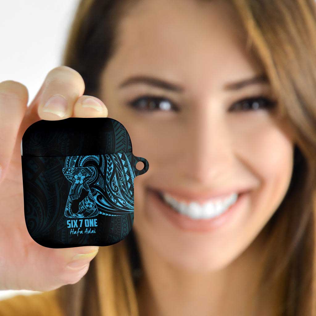 Blue Guam Latte Stone Tribal Tattoo AirPods Case Hafa Adai Six 7 One - Polynesian Pride