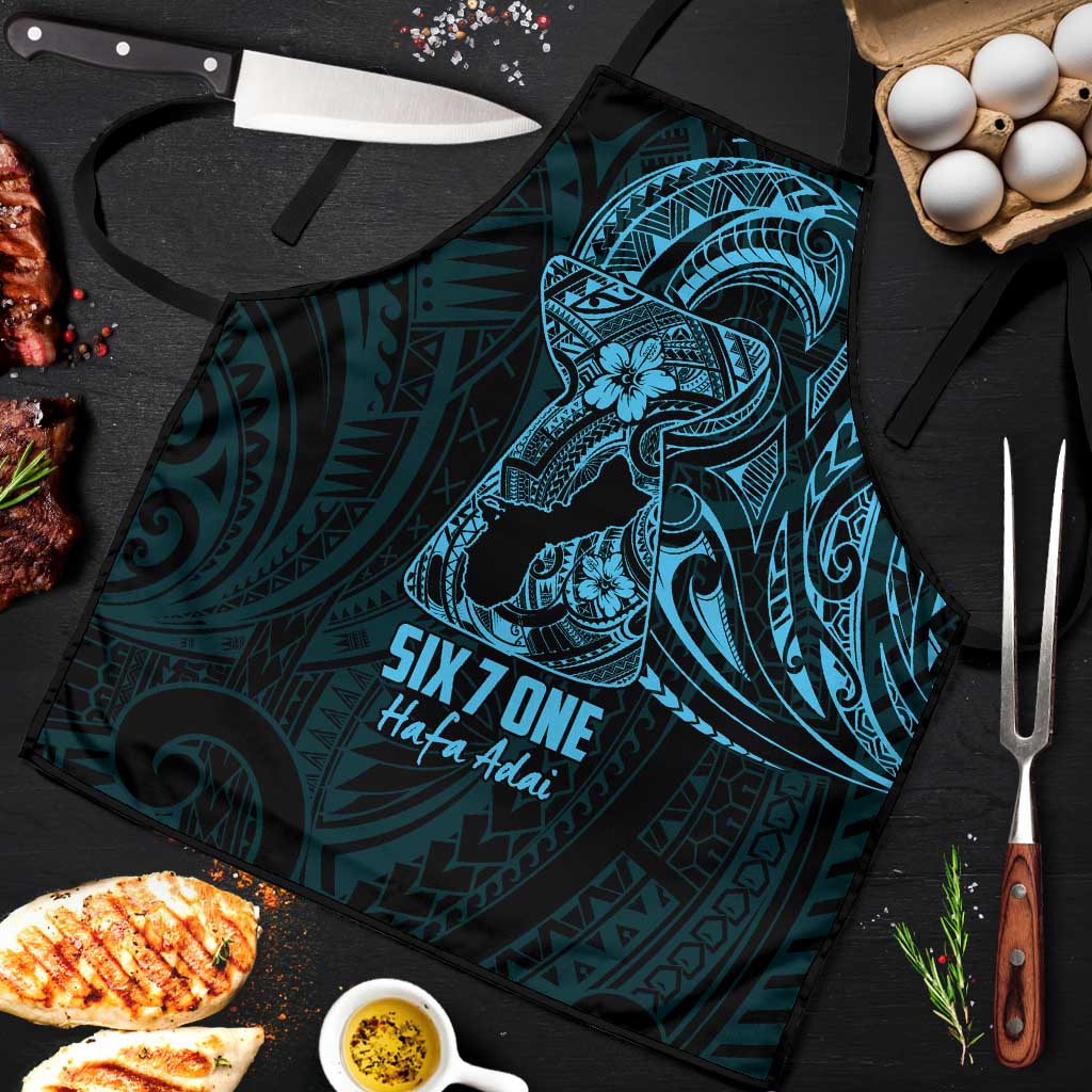 Blue Guam Latte Stone Tribal Tattoo Apron Hafa Adai Six 7 One - Polynesian Pride