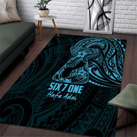 Blue Guam Latte Stone Tribal Tattoo Area Rug Hafa Adai Six 7 One LT9 Blue - Polynesian Pride