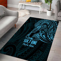Blue Guam Latte Stone Tribal Tattoo Area Rug Hafa Adai Six 7 One LT9 - Polynesian Pride