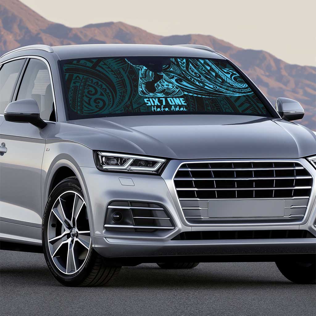 Blue Guam Latte Stone Tribal Tattoo Auto Sun Shade Hafa Adai Six 7 One - Polynesian Pride