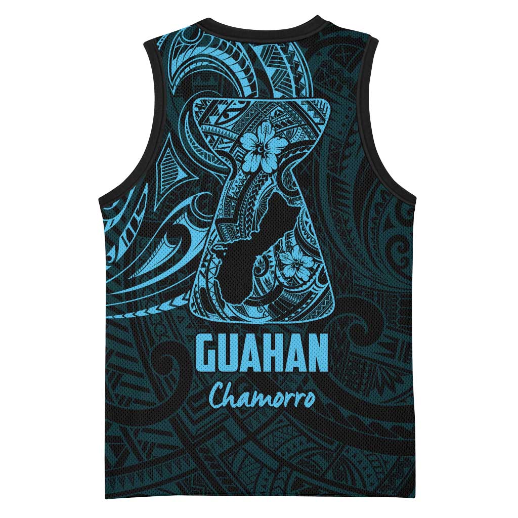 Blue Guam Latte Stone Tribal Tattoo Basketball Jersey Hafa Adai Six 7 One - Polynesian Pride