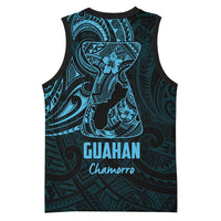Blue Guam Latte Stone Tribal Tattoo Basketball Jersey Hafa Adai Six 7 One - Polynesian Pride
