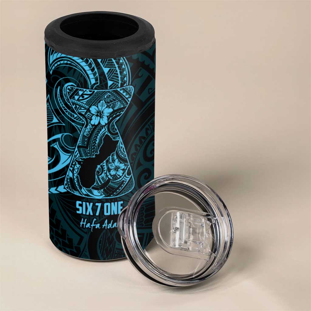 Blue Guam Latte Stone Tribal Tattoo 4 in 1 Can Cooler Tumbler Hafa Adai Six 7 One LT9 - Polynesian Pride