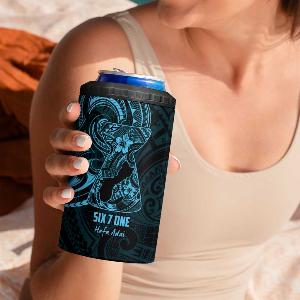 Blue Guam Latte Stone Tribal Tattoo 4 in 1 Can Cooler Tumbler Hafa Adai Six 7 One LT9 - Polynesian Pride