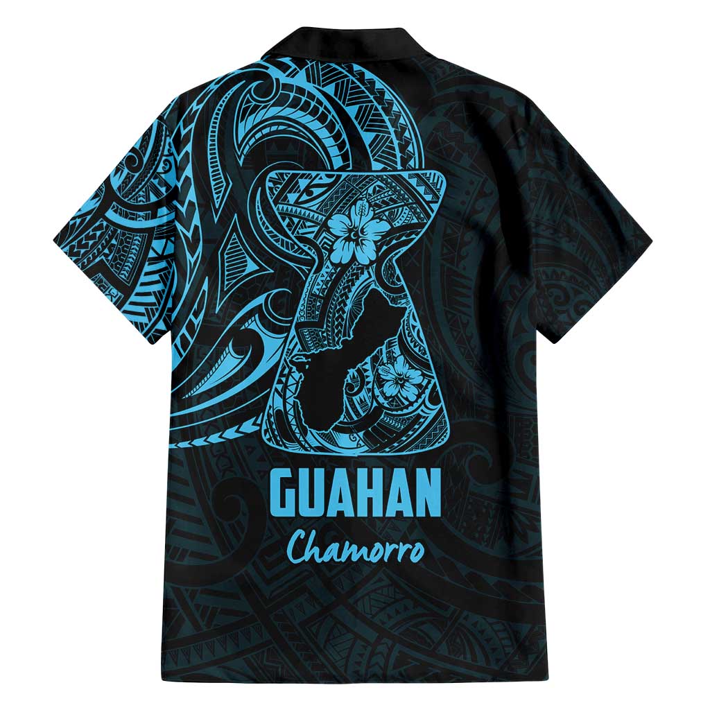 Blue Guam Latte Stone Tribal Tattoo Family Matching Long Sleeve Bodycon Dress and Hawaiian Shirt Hafa Adai Six 7 One