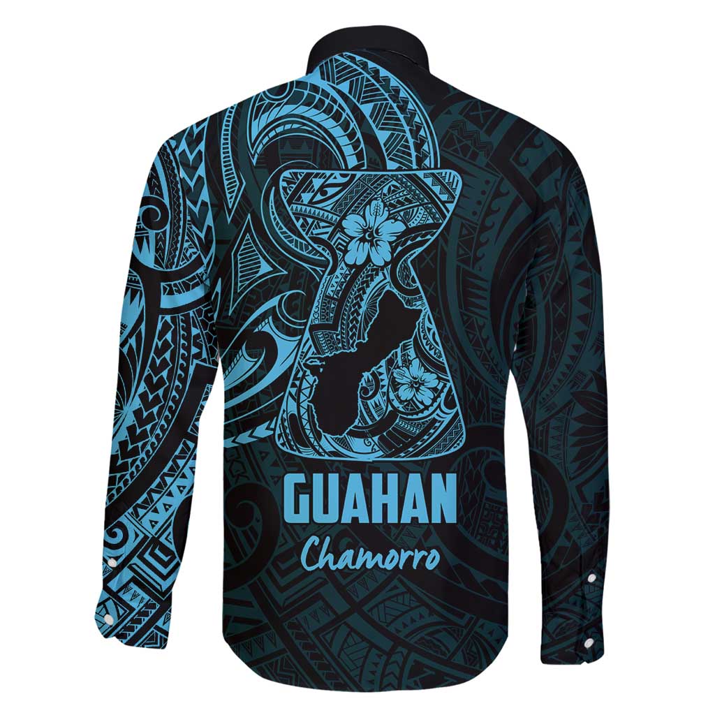 Blue Guam Latte Stone Tribal Tattoo Family Matching Long Sleeve Bodycon Dress and Hawaiian Shirt Hafa Adai Six 7 One