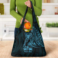 Blue Guam Latte Stone Tribal Tattoo Grocery Bag Hafa Adai Six 7 One
