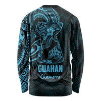 Blue Guam Latte Stone Tribal Tattoo Long Sleeve Shirt Hafa Adai Six 7 One