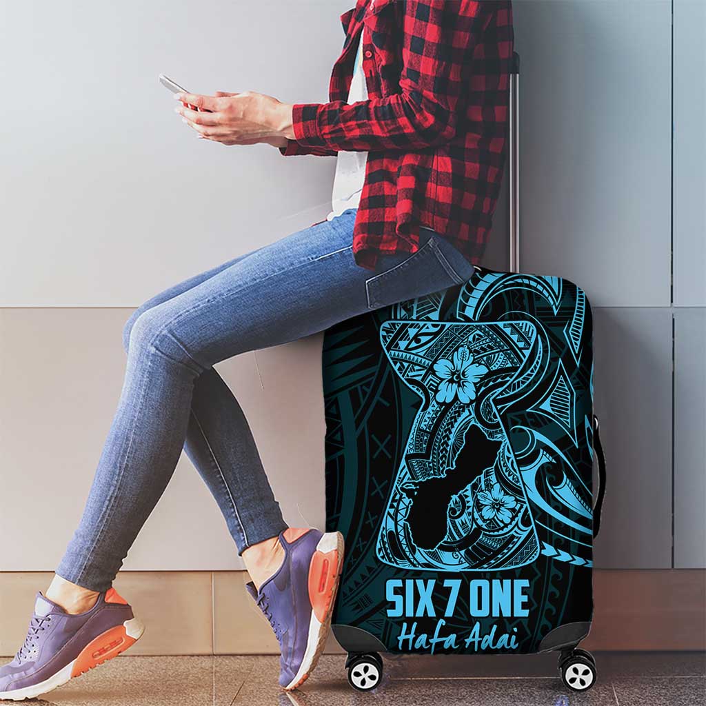 Blue Guam Latte Stone Tribal Tattoo Luggage Cover Hafa Adai Six 7 One