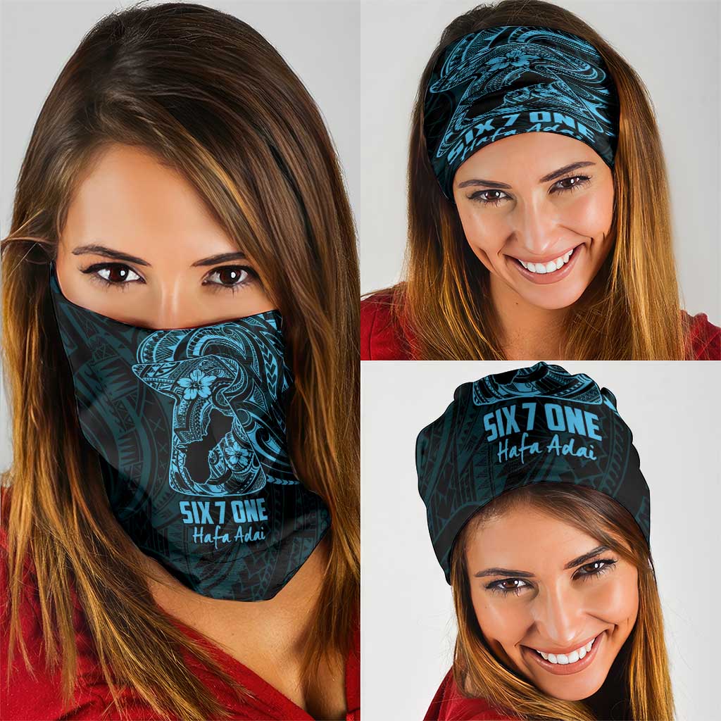 Blue Guam Latte Stone Tribal Tattoo Neck Gaiter Hafa Adai Six 7 One - Polynesian Pride