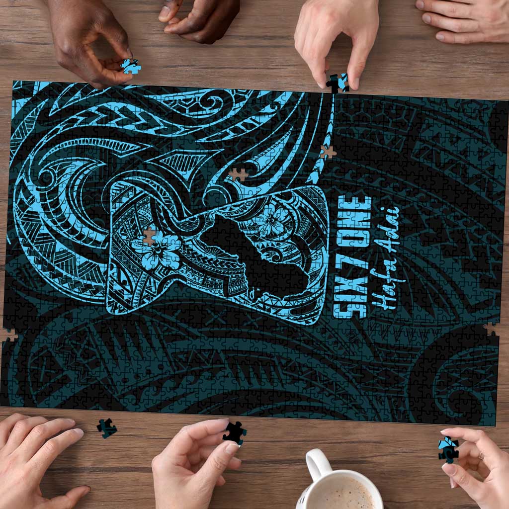 Blue Guam Latte Stone Tribal Tattoo Puzzle Hafa Adai Six 7 One - Polynesian Pride