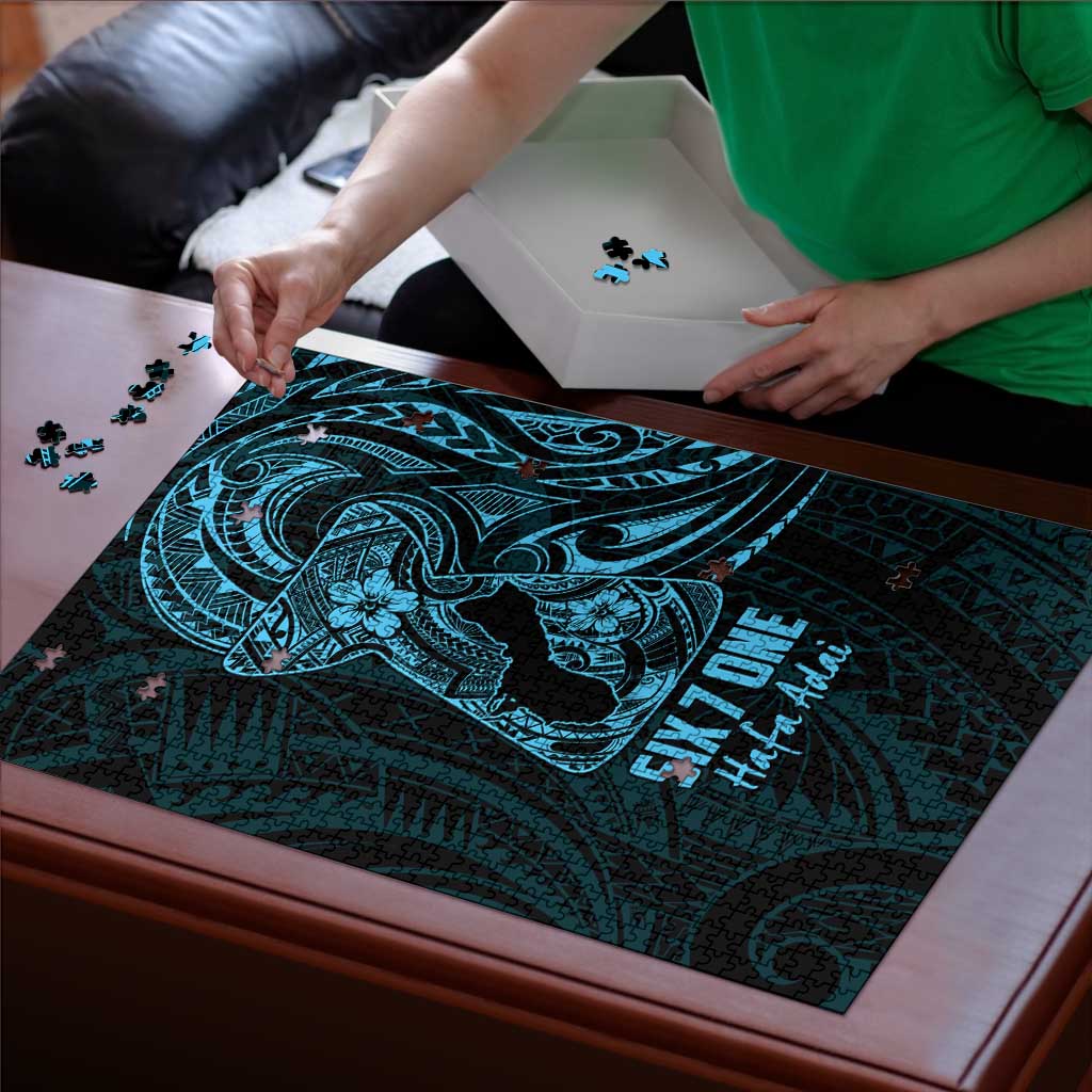 Blue Guam Latte Stone Tribal Tattoo Puzzle Hafa Adai Six 7 One - Polynesian Pride