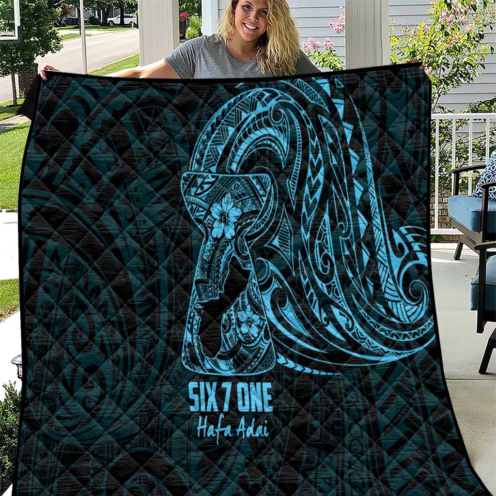 Blue Guam Latte Stone Tribal Tattoo Quilt Hafa Adai Six 7 One