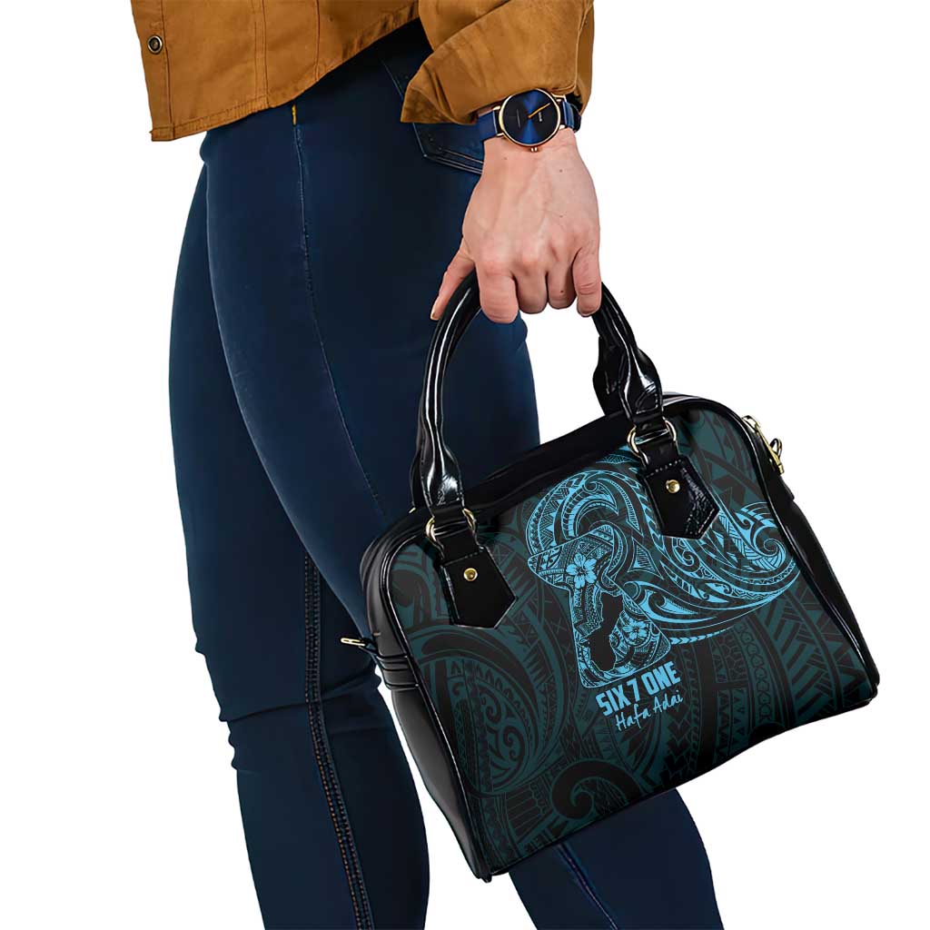Blue Guam Latte Stone Tribal Tattoo Shoulder Handbag Hafa Adai Six 7 One