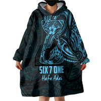 Blue Guam Latte Stone Tribal Tattoo Wearable Blanket Hoodie Hafa Adai Six 7 One
