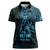 Blue Guam Latte Stone Tribal Tattoo Women Polo Shirt Hafa Adai Six 7 One