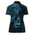 Blue Guam Latte Stone Tribal Tattoo Women Polo Shirt Hafa Adai Six 7 One