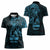 Blue Guam Latte Stone Tribal Tattoo Women Polo Shirt Hafa Adai Six 7 One