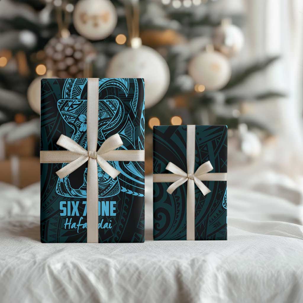 Blue Guam Latte Stone Tribal Tattoo Wrapping Paper Hafa Adai Six 7 One - Polynesian Pride