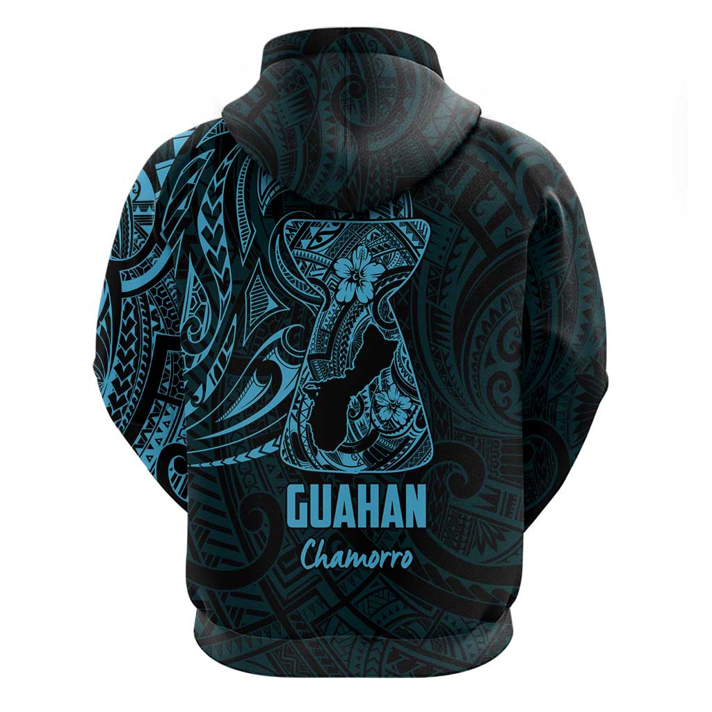 Blue Guam Latte Stone Tribal Tattoo Zip Hoodie Hafa Adai Six 7 One