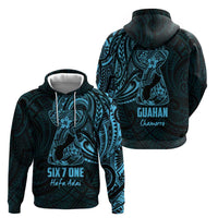 Blue Guam Latte Stone Tribal Tattoo Zip Hoodie Hafa Adai Six 7 One