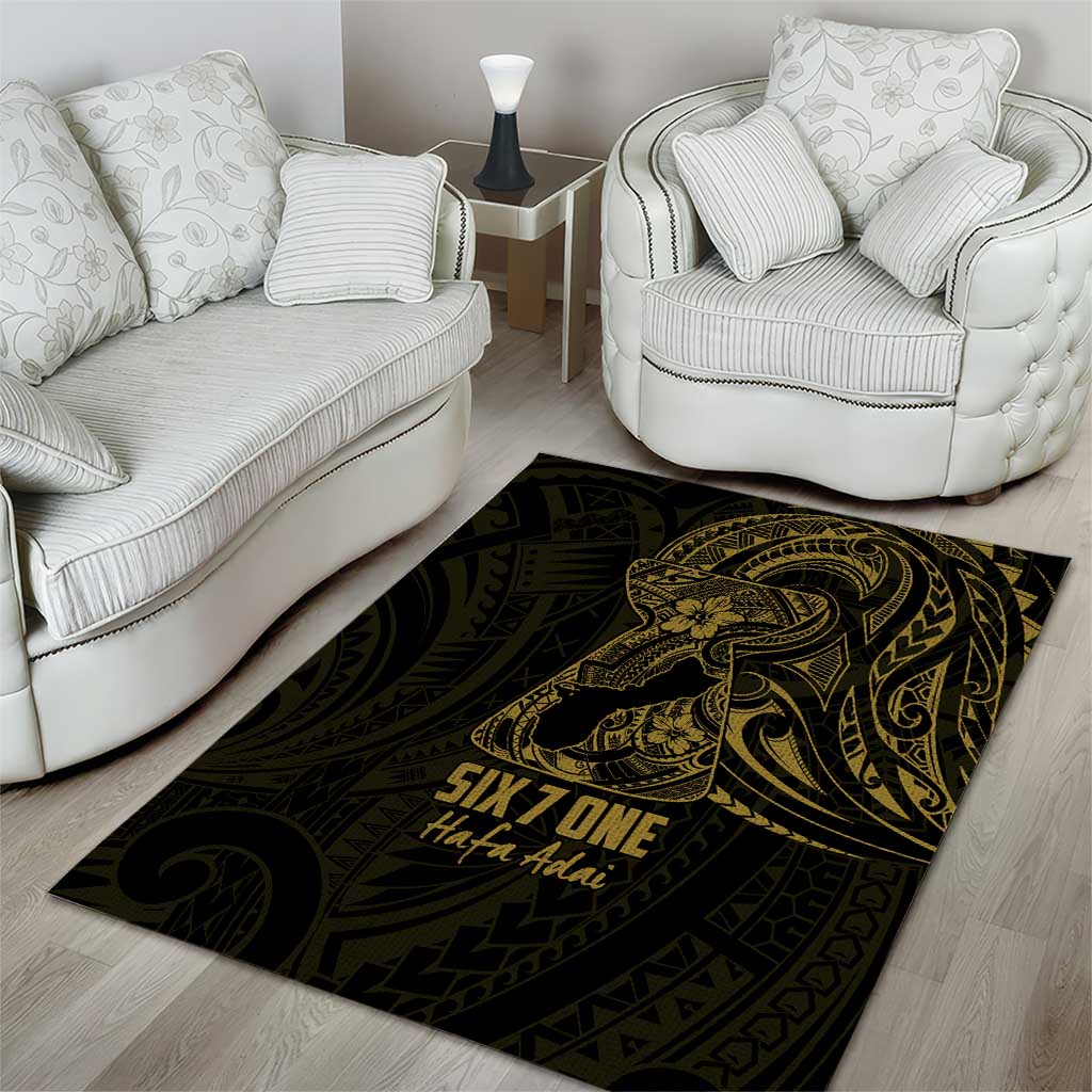Gold Guam Latte Stone Tribal Tattoo Area Rug Hafa Adai Six 7 One