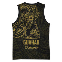 Gold Guam Latte Stone Tribal Tattoo Basketball Jersey Hafa Adai Six 7 One - Polynesian Pride