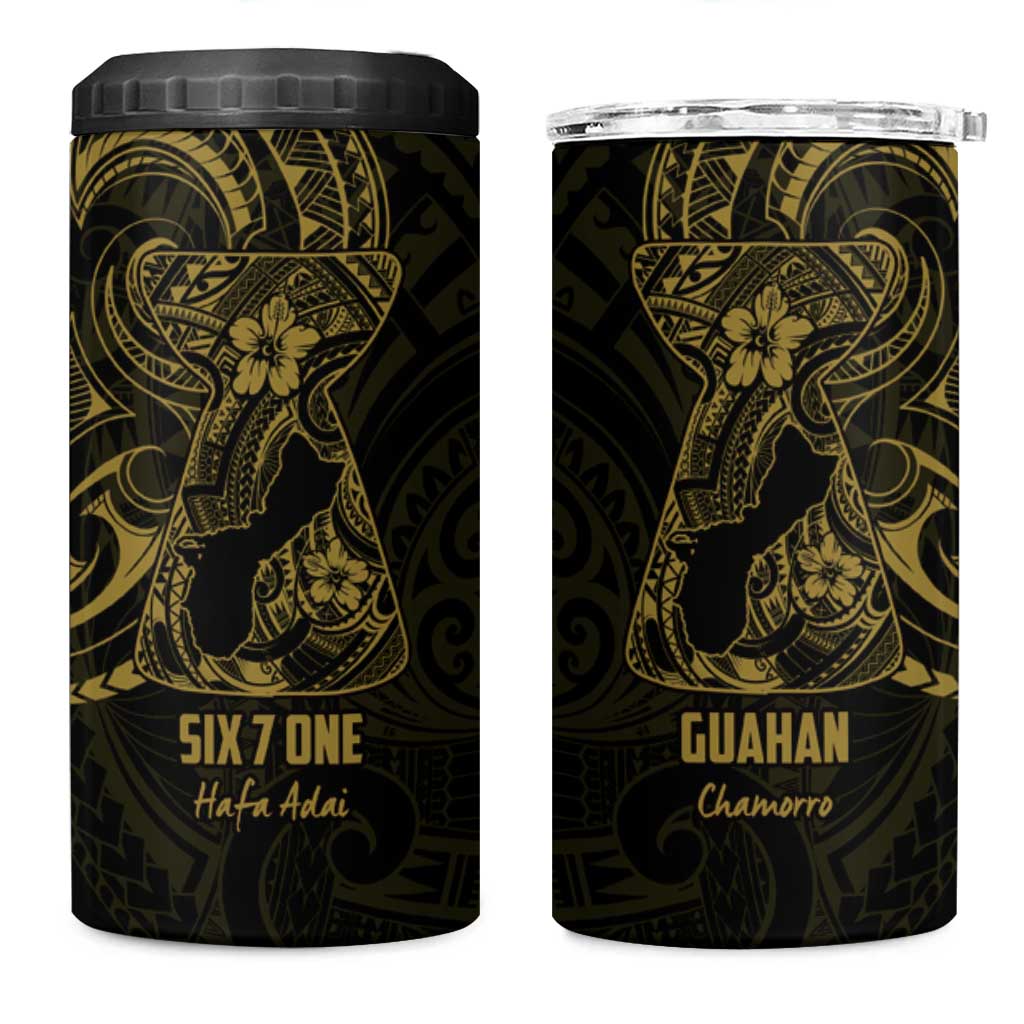 Gold Guam Latte Stone Tribal Tattoo 4 in 1 Can Cooler Tumbler Hafa Adai Six 7 One LT9 One Size: 16 oz Gold - Polynesian Pride