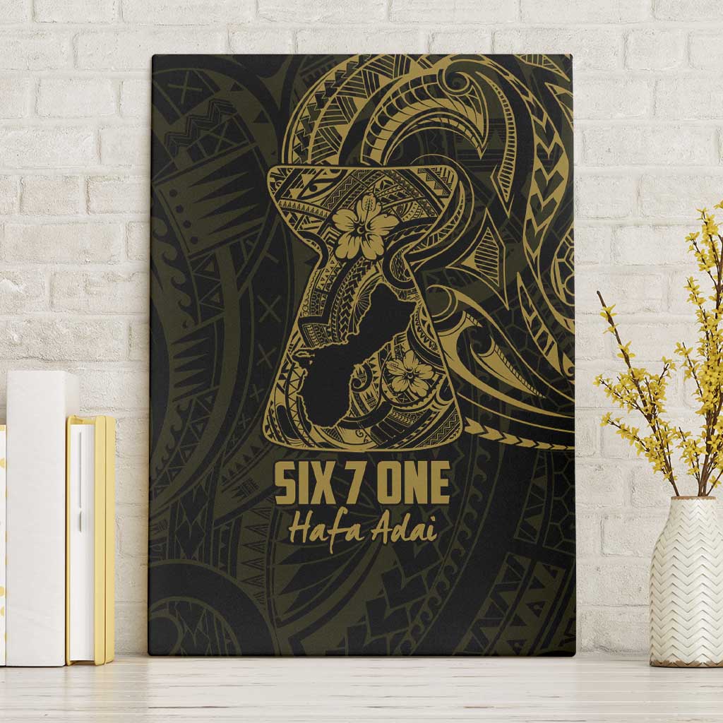 Gold Guam Latte Stone Tribal Tattoo Canvas Wall Art Hafa Adai Six 7 One
