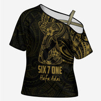 Gold Guam Latte Stone Tribal Tattoo Cross Shoulder Shirt Hafa Adai Six 7 One - Polynesian Pride