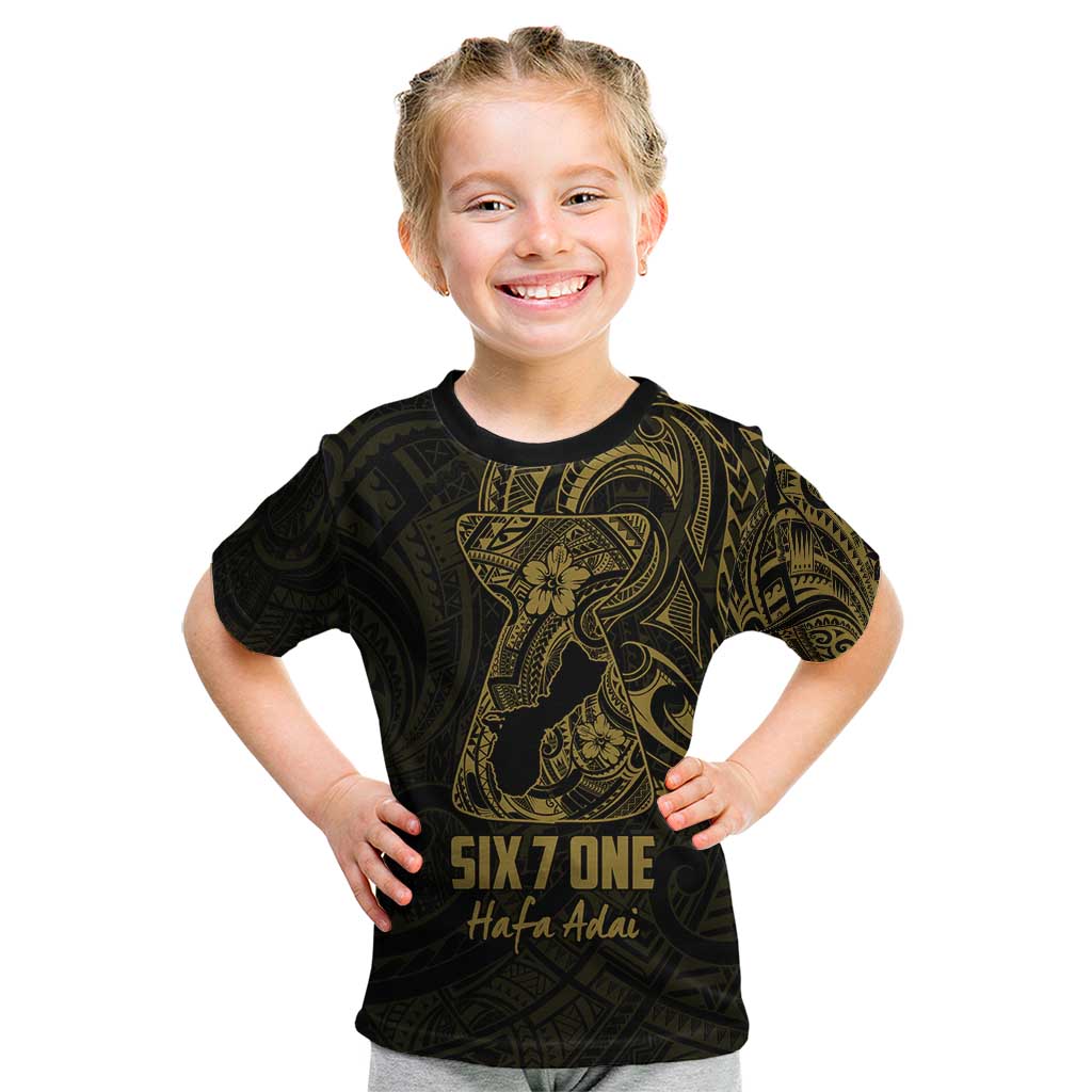 Gold Guam Latte Stone Tribal Tattoo Kid T Shirt Hafa Adai Six 7 One