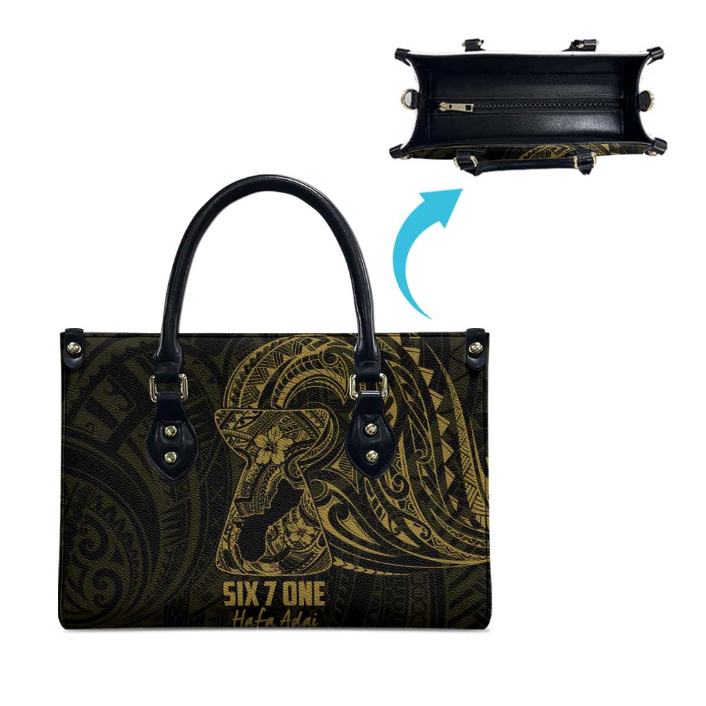 Gold Guam Latte Stone Tribal Tattoo Leather Bag Hafa Adai Six 7 One - Polynesian Pride