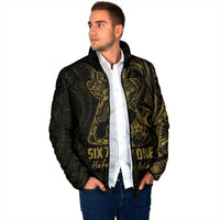 Gold Guam Latte Stone Tribal Tattoo Padded Jacket Hafa Adai Six 7 One - Polynesian Pride