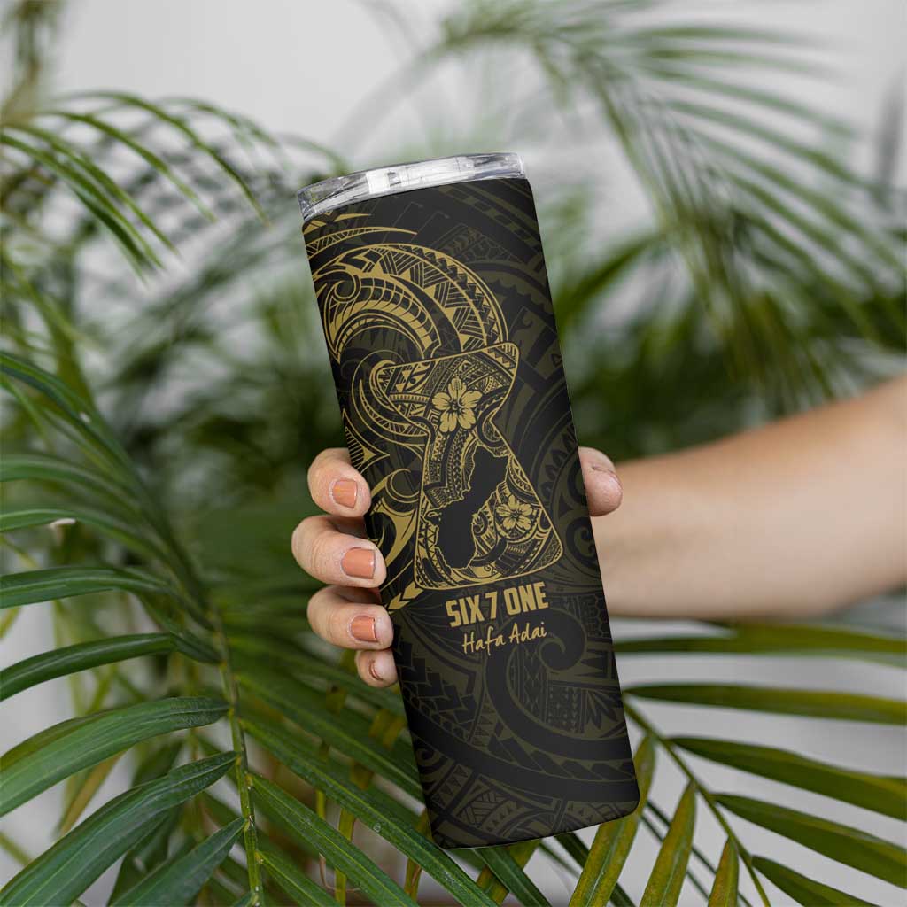 Gold Guam Latte Stone Tribal Tattoo Skinny Tumbler Hafa Adai Six 7 One