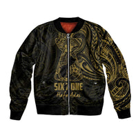 Gold Guam Latte Stone Tribal Tattoo Sleeve Zip Bomber Jacket Hafa Adai Six 7 One