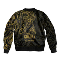 Gold Guam Latte Stone Tribal Tattoo Sleeve Zip Bomber Jacket Hafa Adai Six 7 One